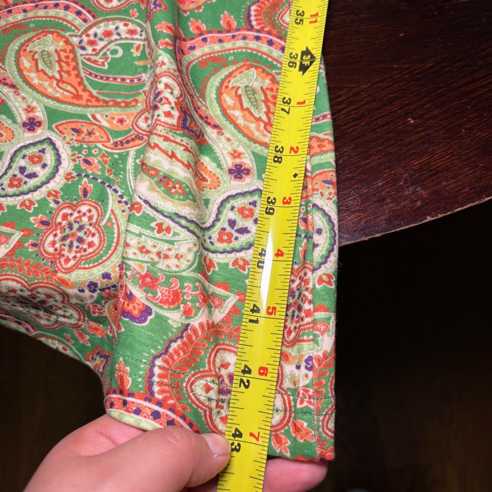 Natural Life Cali Knit Green Paisley Flare Leg Bell Bottom Large Retro Boho - Picture 11 of 12